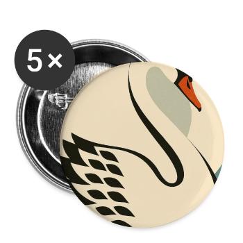 Schwan - Buttons mittel 32 mm (5er Pack) - Weiß - Vorne