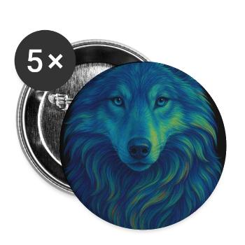 Loup Néon Portrait de Loup Coloré - Lot de 5 moyens badges (32 mm) - blanc - Devant