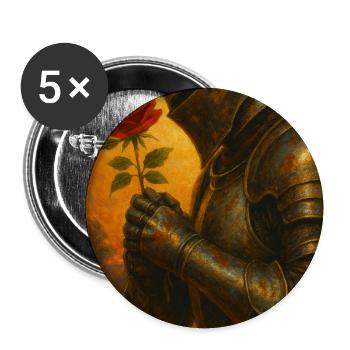 Knight with Rose - Buttons medium 1.26"/32 mm (5-pack) - white - Front