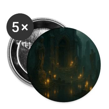 Ruine gothique au clair de lune - Lot de 5 moyens badges (32 mm) - blanc - Devant