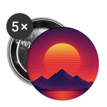 Sunset over alpine lake - Buttons medium 1.26"/32 mm (5-pack) - white - Front