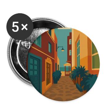Gomera Insel Street Poster - Buttons mittel 32 mm (5er Pack) - Weiß - Vorne