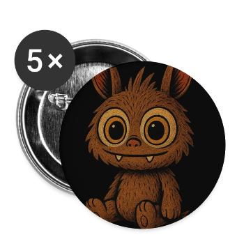 “Happy Little Beast” - Buttons mittel 32 mm (5er Pack) - Weiß - Vorne