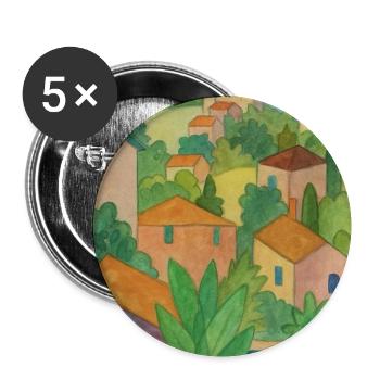 Hüttenidyll am Hügelpanorama - Buttons mittel 32 mm (5er Pack) - Weiß - Vorne