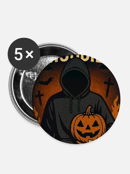 Halloween Hoodie mit Kürbis - Buttons mittel 32 mm (5er Pack) - Weiß