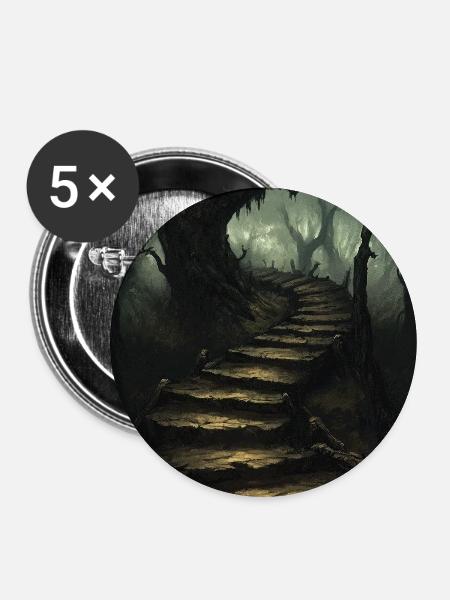 Dark Fantasy Horror Illustration - Buttons mittel 32 mm (5er Pack) - Weiß