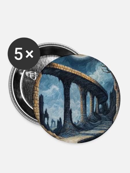 Dark Fantasy Illustration - Buttons mittel 32 mm (5er Pack) - Weiß