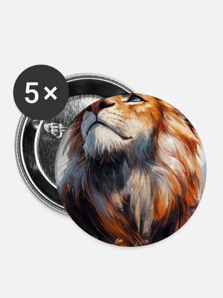 Illustration eines Löwen - Buttons mittel 32 mm (5er Pack) - Weiß