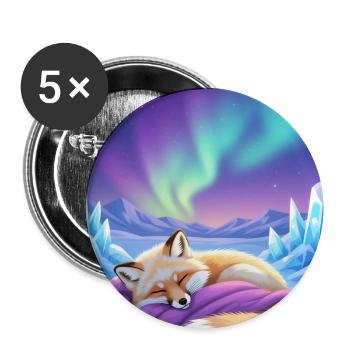 Nordlicht Fuchs im Eisreich - Buttons mittel 32 mm (5er Pack) - Weiß - Vorne