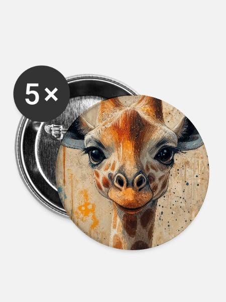 Illustration einer Giraffe - Buttons mittel 32 mm (5er Pack) - Weiß