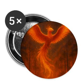 Phénix enflammé dans la forêt - Lot de 5 moyens badges (32 mm) - blanc - Devant