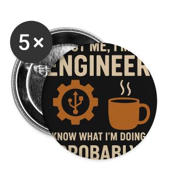 Croyez-moi, je suis ingénieur - Lot de 5 moyens badges (32 mm) - blanc - Devant