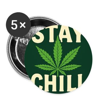 Stay Chill Cannabis Leaf - Buttons mittel 32 mm (5er Pack) - Weiß - Vorne