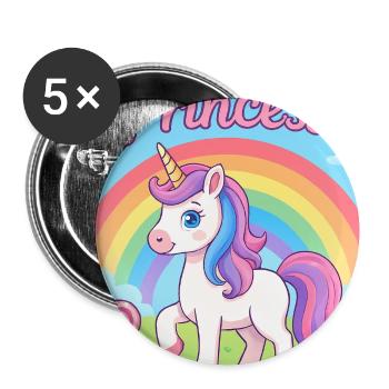 Kleines Regenbogen-Einhorn - Buttons mittel 32 mm (5er Pack) - Weiß - Vorne