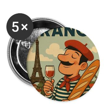 Vive La France Vintage  - Lot de 5 moyens badges (32 mm) - blanc - Devant