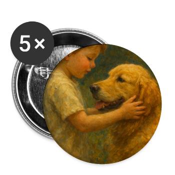 Kind und Hund im malerischen Licht - Buttons mittel 32 mm (5er Pack) - Weiß - Vorne