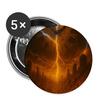Apokalyptische Uhr über Feuerstadt - Buttons mittel 32 mm (5er Pack) - Weiß - Vorne