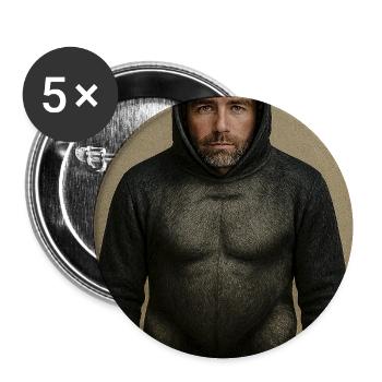Gorilla Hoodie Portrait - Buttons medium 1.26"/32 mm (5-pack) - white - Front
