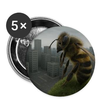 Riesige Biene über Stadtdach - Buttons mittel 32 mm (5er Pack) - Weiß - Vorne