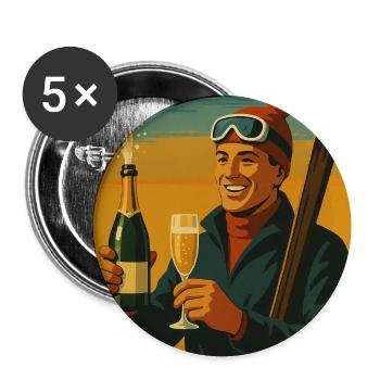 Après Ski Vintage Feier Poster - Buttons mittel 32 mm (5er Pack) - Weiß - Vorne