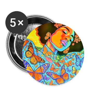 Schmetterlingsseele in Neonblüte - Buttons mittel 32 mm (5er Pack) - Weiß - Vorne