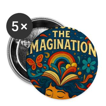 L’imagination en mouvement s’épanouit - Lot de 5 moyens badges (32 mm) - blanc - Devant