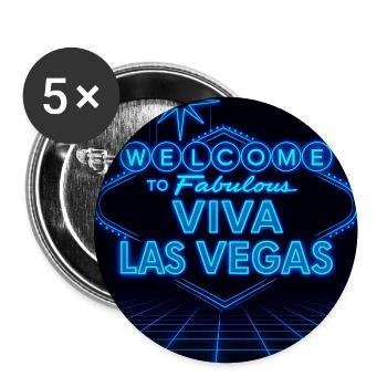 Viva Las Vegas Neon Willkommensschilder - Buttons mittel 32 mm (5er Pack) - Weiß - Vorne