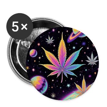 Psychedelische Raum Cannabis Muster - Buttons mittel 32 mm (5er Pack) - Weiß - Vorne