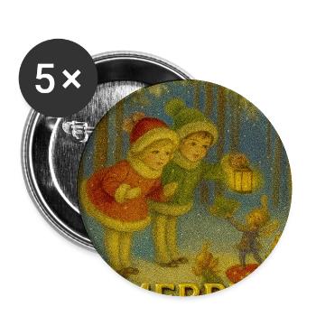 Weihnachtskollektion: Freundschaft über Distanz - Buttons mittel 32 mm (5er Pack) - Weiß - Vorne