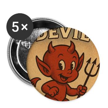 Petit diable - Lot de 5 moyens badges (32 mm) - blanc - Devant