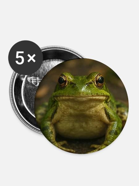 Grüner Frosch im Fokus - Buttons mittel 32 mm (5er Pack) - Weiß
