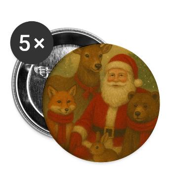 Vintage-Weihnachten mit Tierfreunden - Buttons mittel 32 mm (5er Pack) - Weiß - Vorne