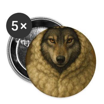 Wolf im Schafspelz - Buttons mittel 32 mm (5er Pack) - Weiß - Vorne