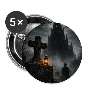 Château gothique dans le brouillard - Lot de 5 moyens badges (32 mm) - blanc - Devant