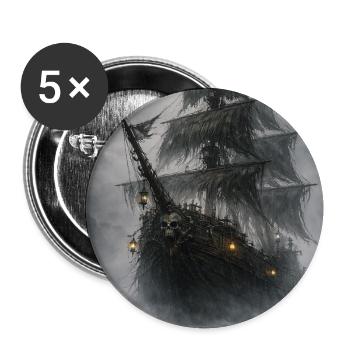Le navire pirate fantôme dans le brouillard - Lot de 5 moyens badges (32 mm) - blanc - Devant