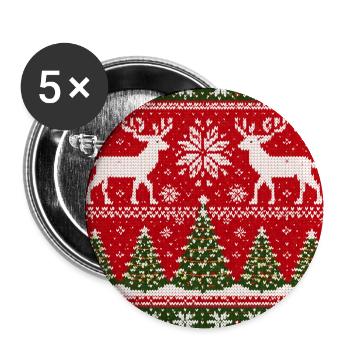Winterliches Rentier-Strickmuster - Buttons mittel 32 mm (5er Pack) - Weiß - Vorne
