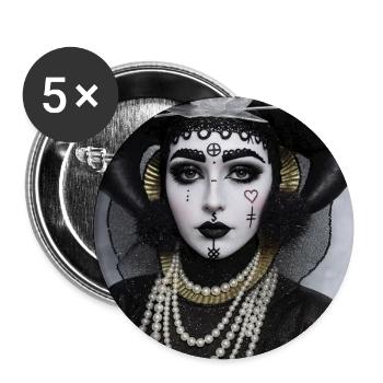 Gothic Pierrot Königin - Buttons mittel 32 mm (5er Pack) - Weiß - Vorne