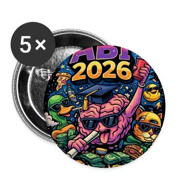Abi 2026 Comic  - Buttons mittel 32 mm (5er Pack) - Weiß - Vorne
