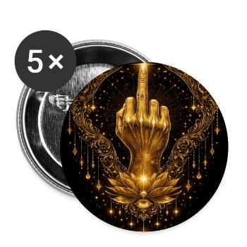 Golden Middle Finger - Golden Defiance - Buttons medium 1.26"/32 mm (5-pack) - white - Front