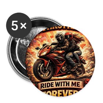 Love & Motorcycle: Ride Forever - Buttons mittel 32 mm (5er Pack) - Weiß - Vorne