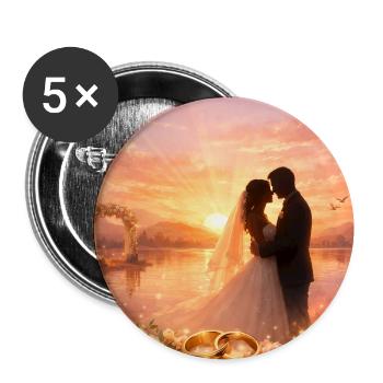 Sonnenuntergang Hochzeitsträume - Buttons mittel 32 mm (5er Pack) - Weiß - Vorne
