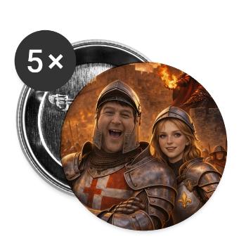 Ritterpaar und Feuergestalt - Buttons mittel 32 mm (5er Pack) - Weiß - Vorne