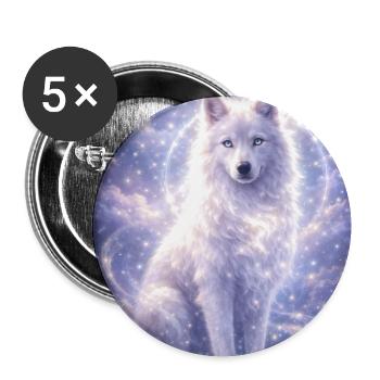 Mystic Wolf Moon Sticker Fantasy Animal Spiritual  - Buttons mittel 32 mm (5er Pack) - Weiß - Vorne