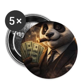 Panda Gangster Noir et Cigares - Lot de 5 moyens badges (32 mm) - blanc - Devant