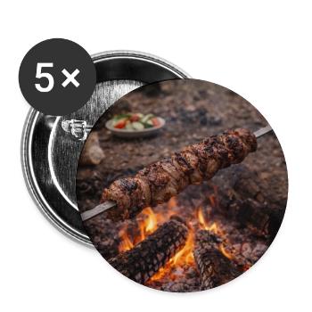 Lagerfeuer Spieß im Wald - Buttons mittel 32 mm (5er Pack) - Weiß - Vorne