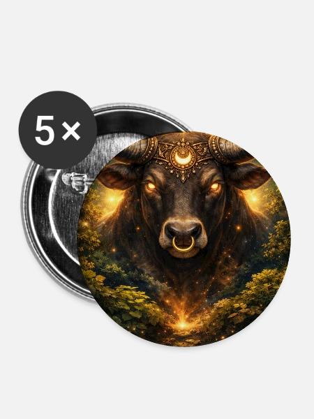 Stier - Buttons mittel 32 mm (5er Pack) - Weiß