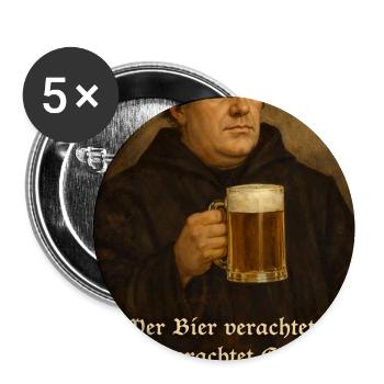 Martin Luther + Beer + Saying - Buttons medium 1.26"/32 mm (5-pack) - white - Front