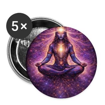 Kosmische Chakra-Meditation - Buttons mittel 32 mm (5er Pack) - Weiß - Vorne