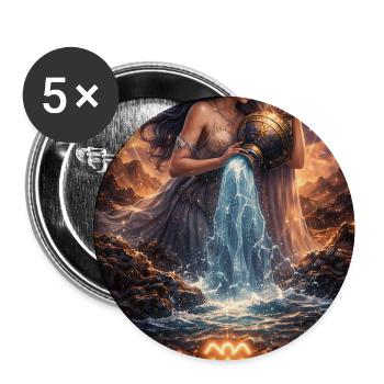 Verseau - Lot de 5 moyens badges (32 mm) - blanc - Devant