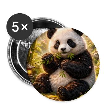 Panda im Zen-Garten - Buttons mittel 32 mm (5er Pack) - Weiß - Vorne